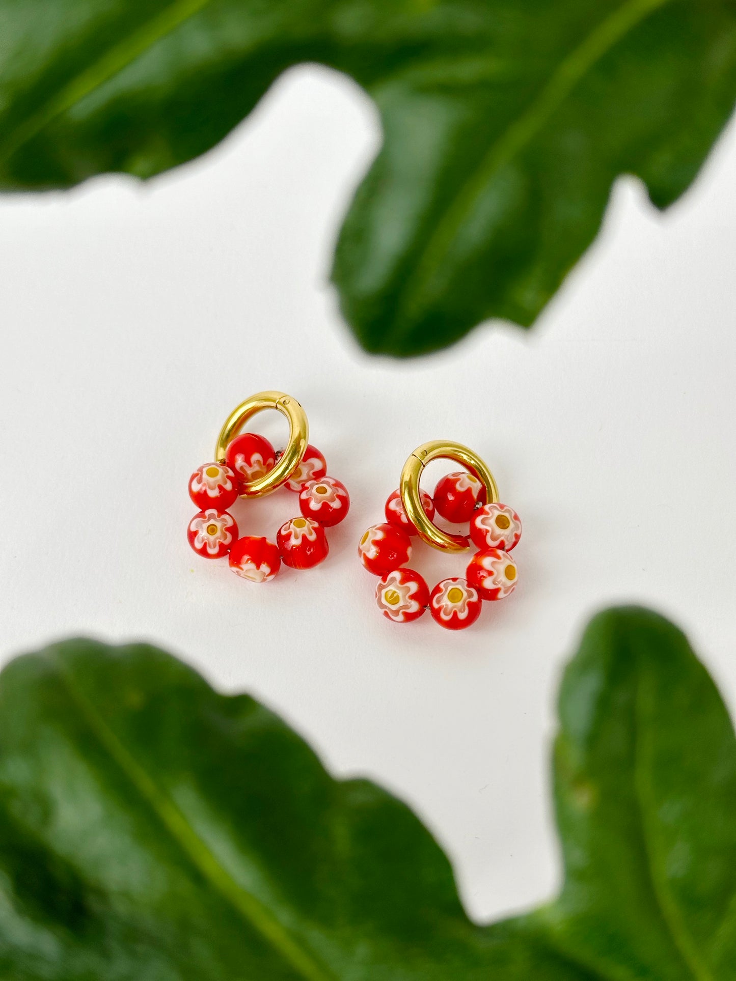 Millefiori red charms