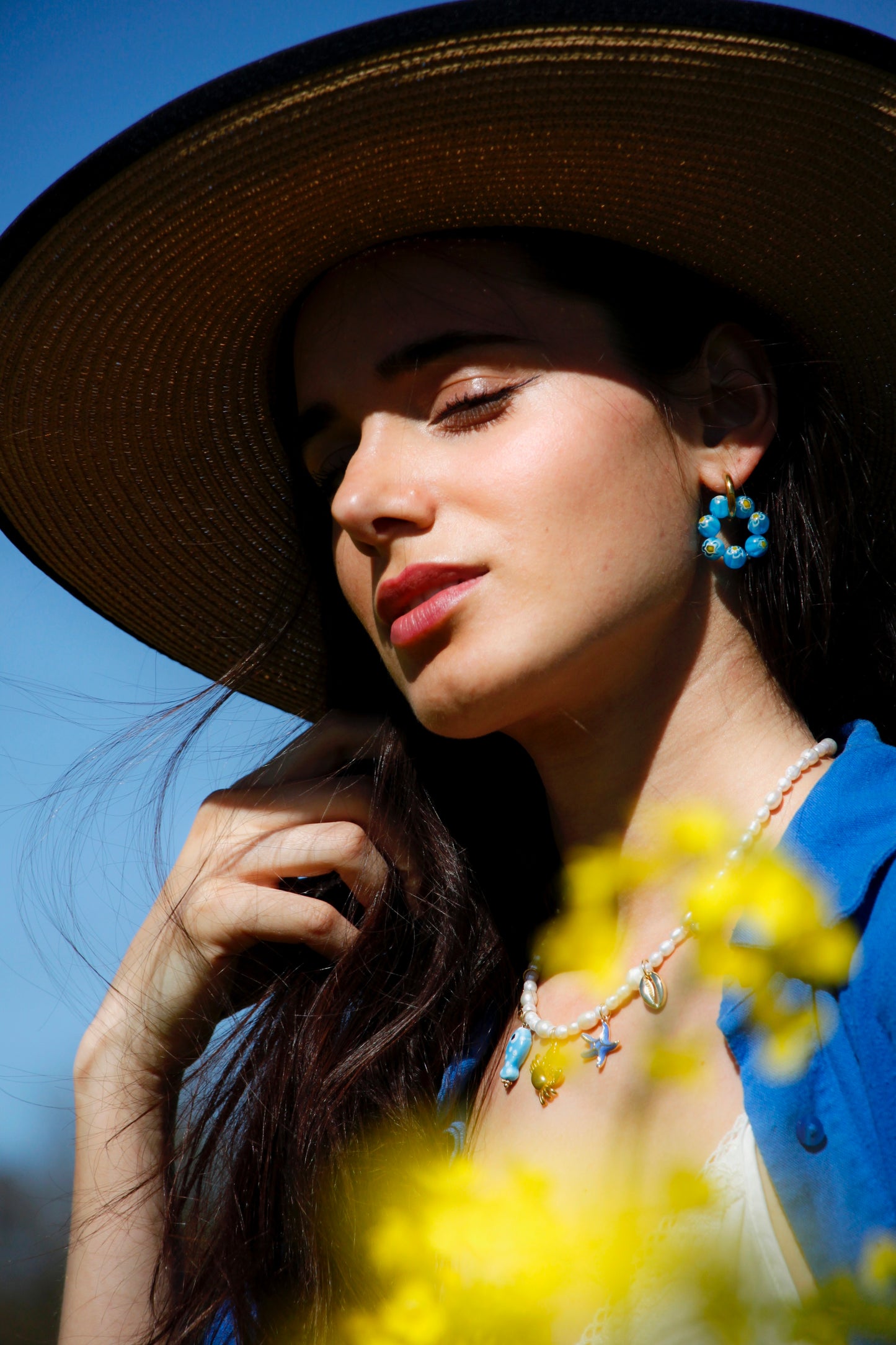 Millefiori cyan charms