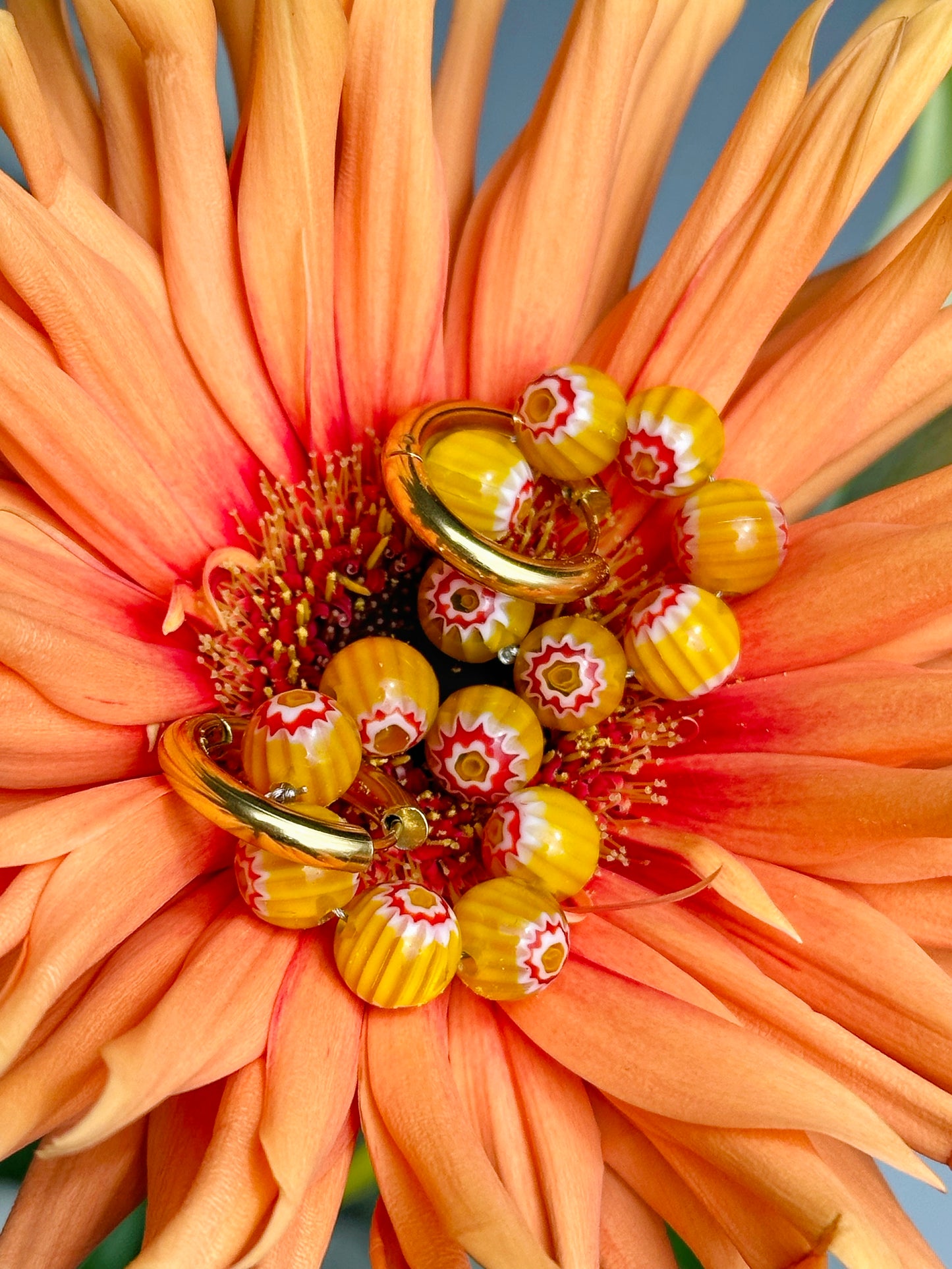 Millefiori yellow charms