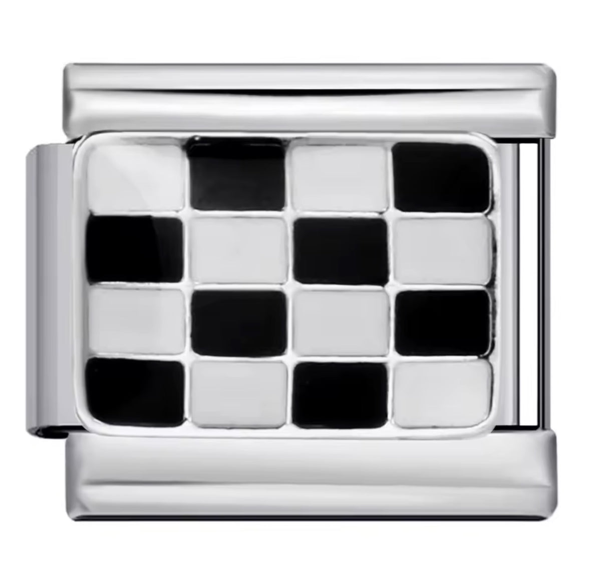 black square silver charms