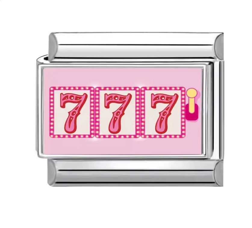 777 pink silver charms