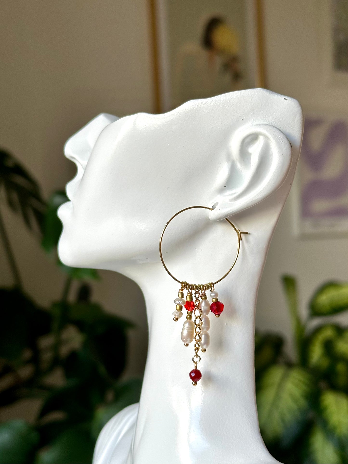 Red moon earrings