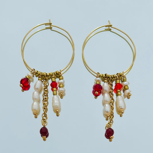 Red moon earrings