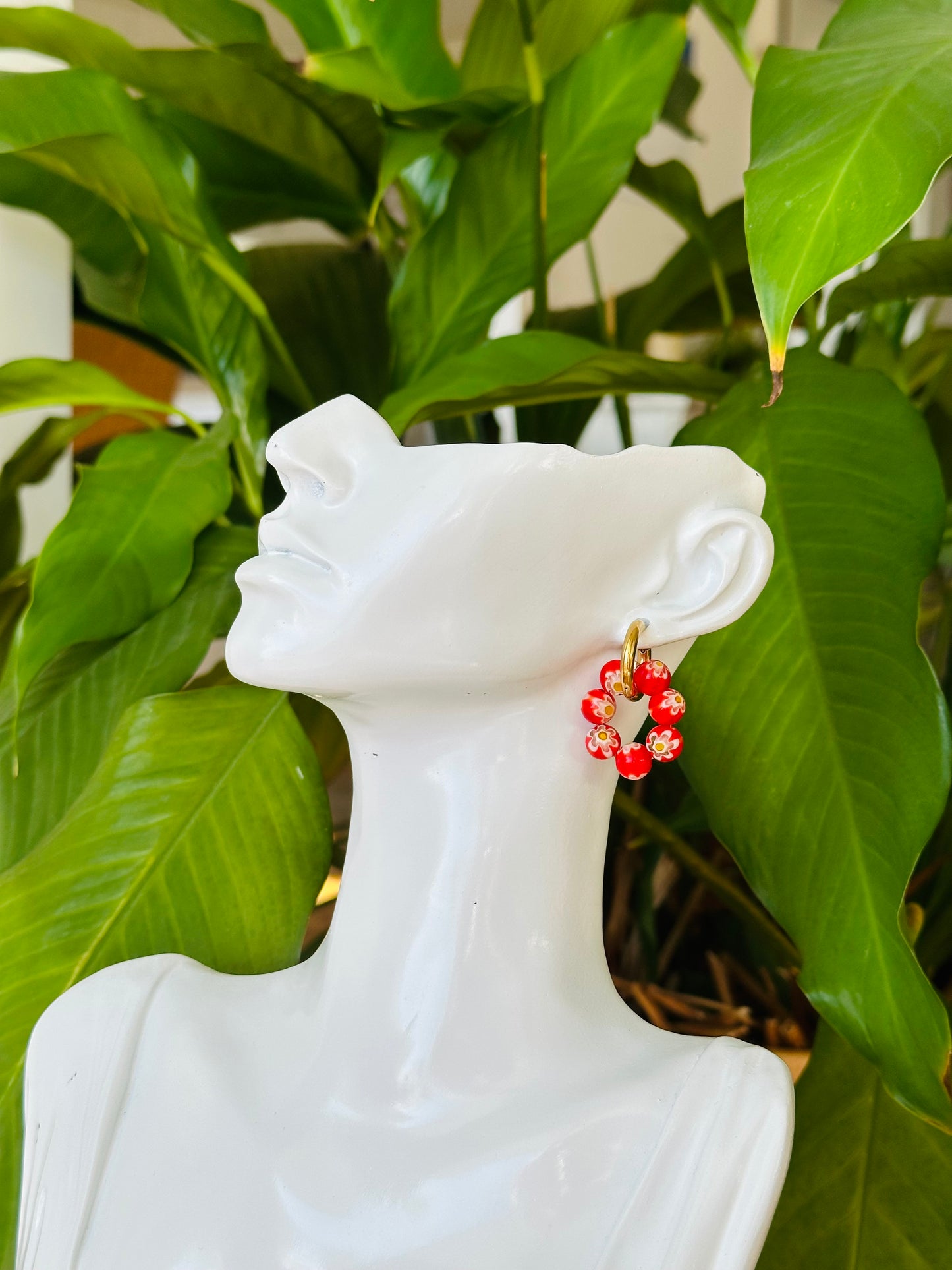 Millefiori red charms