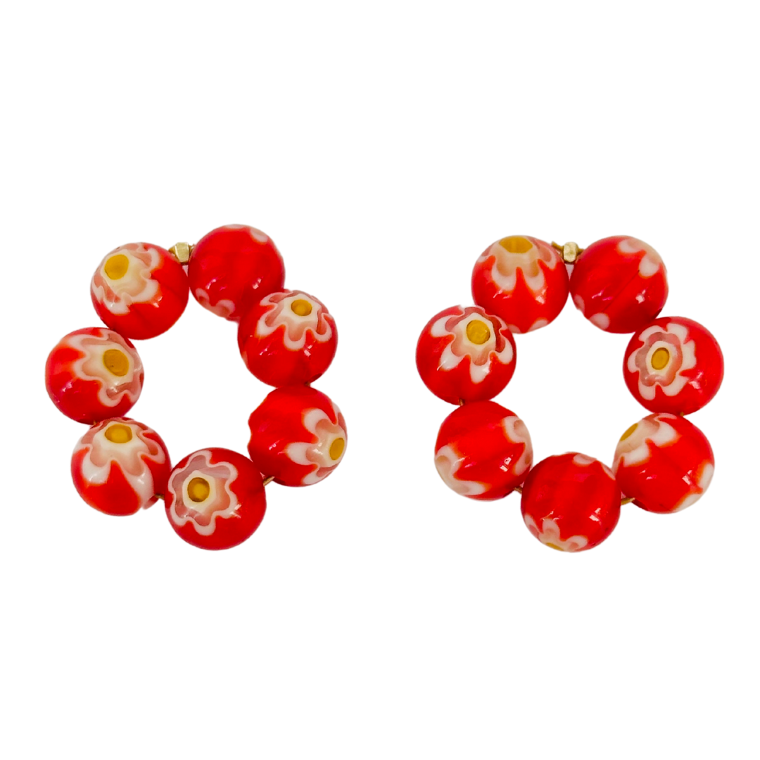 Millefiori red charms