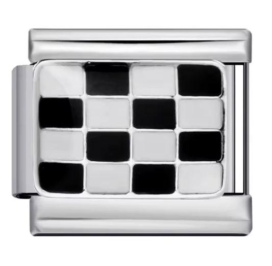 black square silver charms