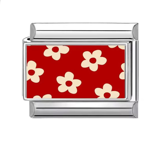 red flower silver charms