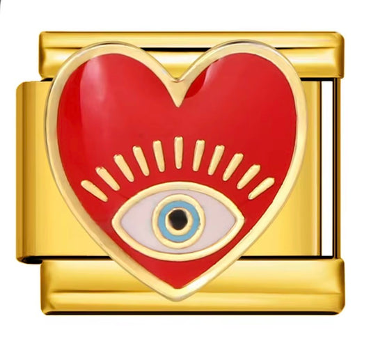 red heart gold charms