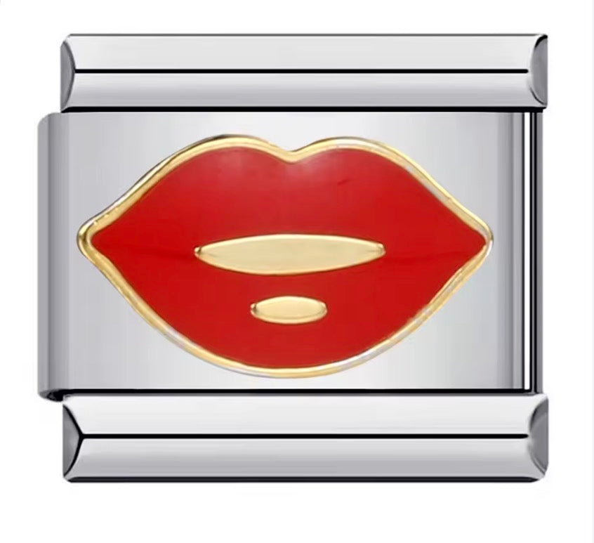 red lip silver charms