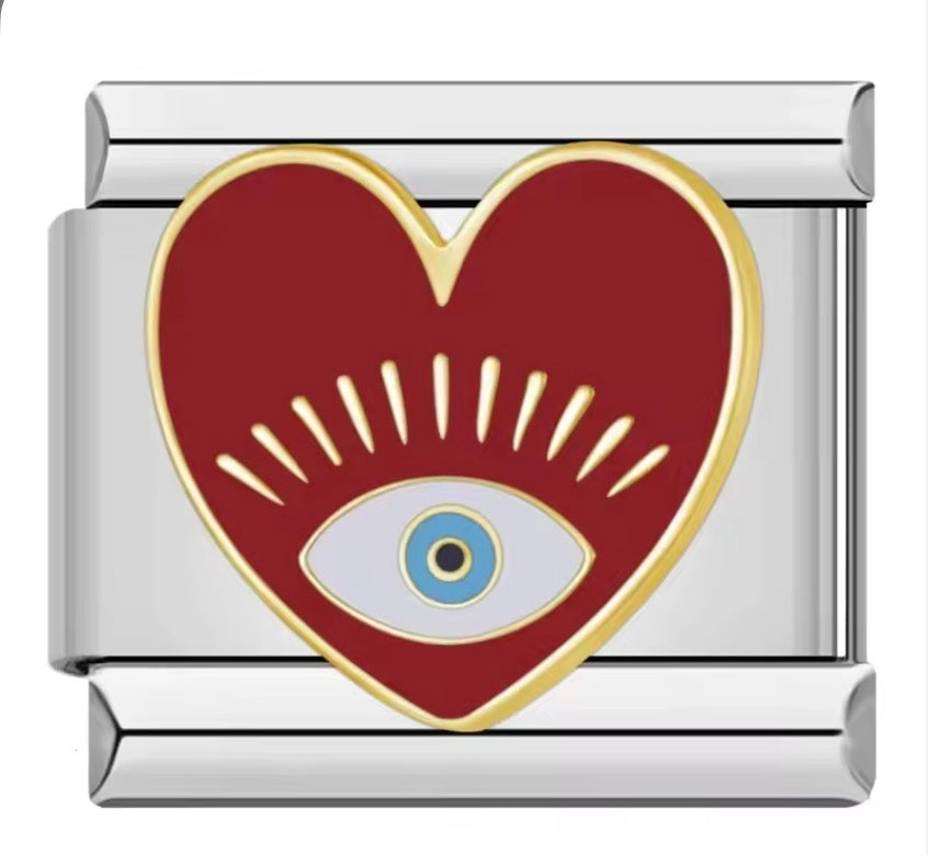 red heart silver charms